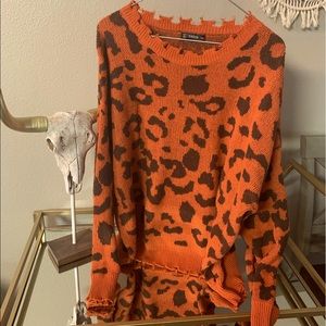 SHEIN 1X cheetah print, distressed sweater
